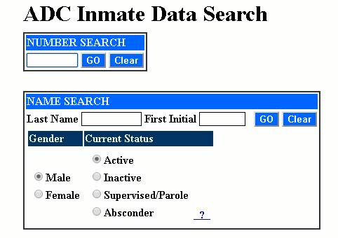 Arizona DOC Inmate Search Step 2