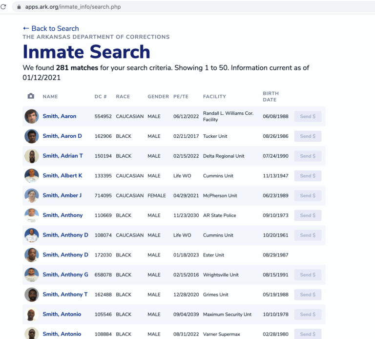 Arkansas DOC Inmate Search Step 4