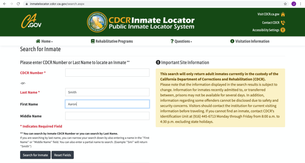 California Inmate Search Find Anyone in a California Facility