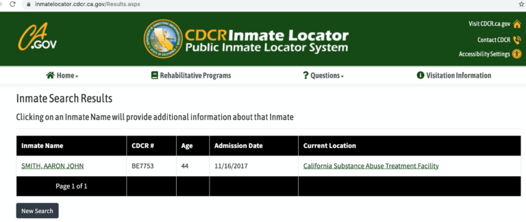 California DOC Inmate Search Step 4