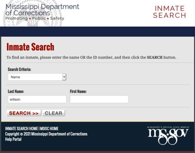 Mississippi DOC Inmate Search 1