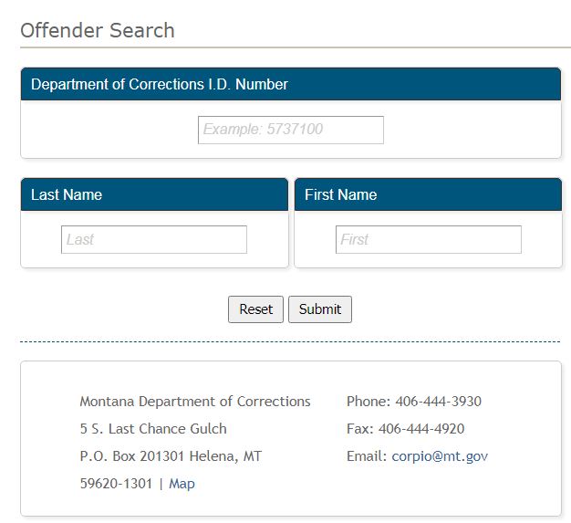 Montana DOC Inmate Search 1
