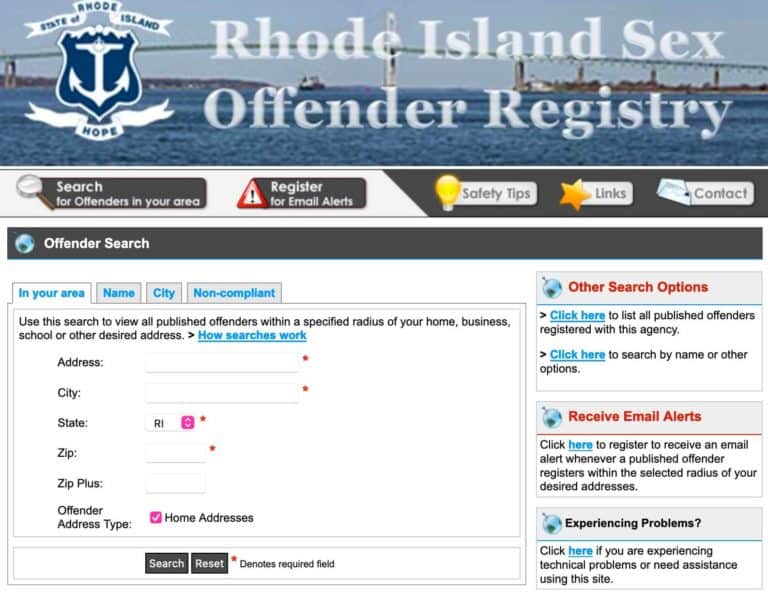 Rhode Island Sex Offender Search
