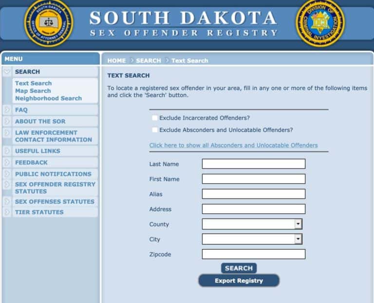 South Dakota Sex Offender Search 1