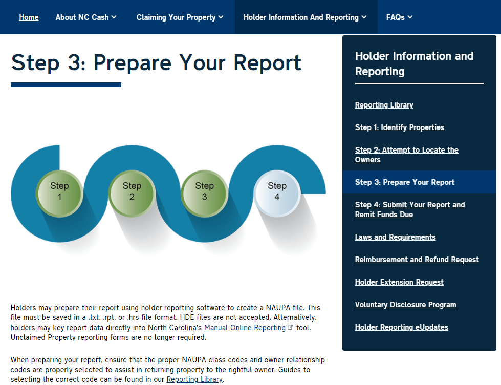 Holder Information & Reporting Step 3 - Prepare Your Report