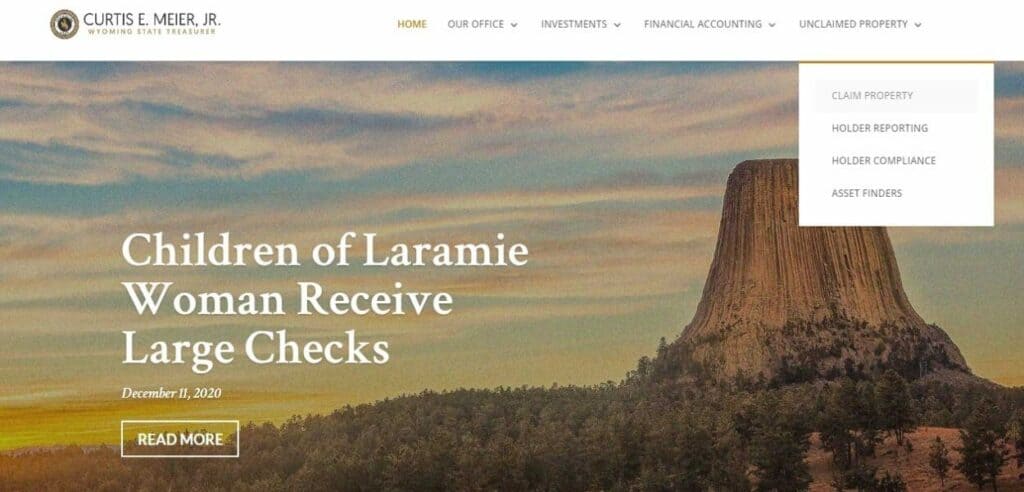 How to claim your Unclaimed Money_Property in Wyoming Step 1