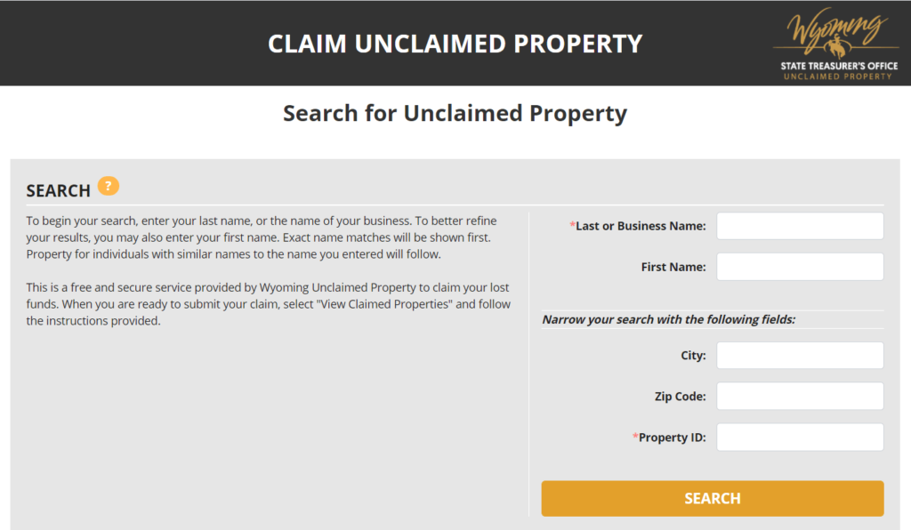 How to claim your Unclaimed Money_Property in Wyoming Step 3