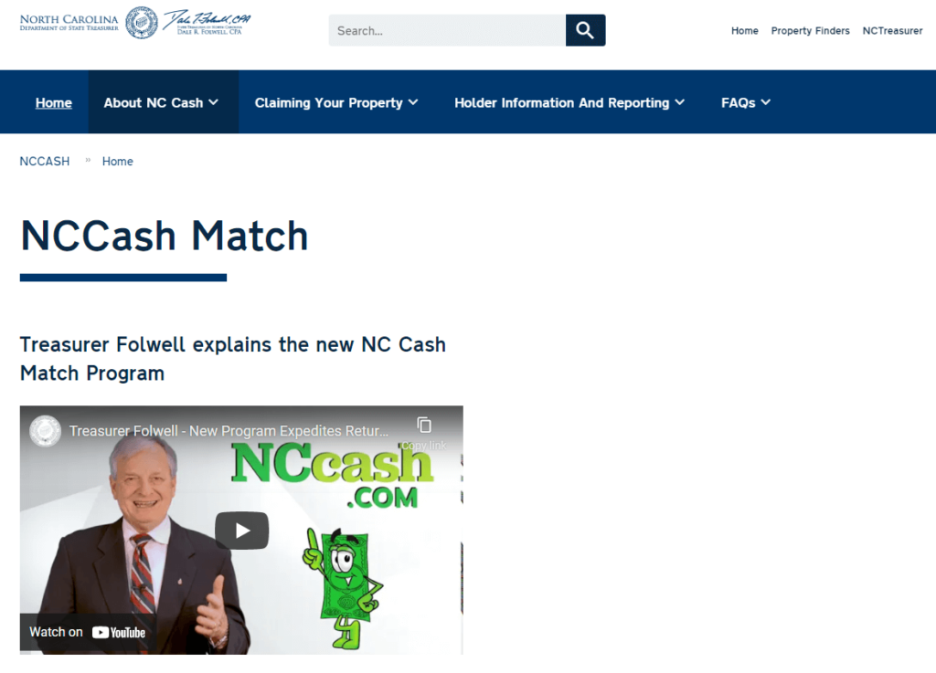North Carolina NCCash Match Program