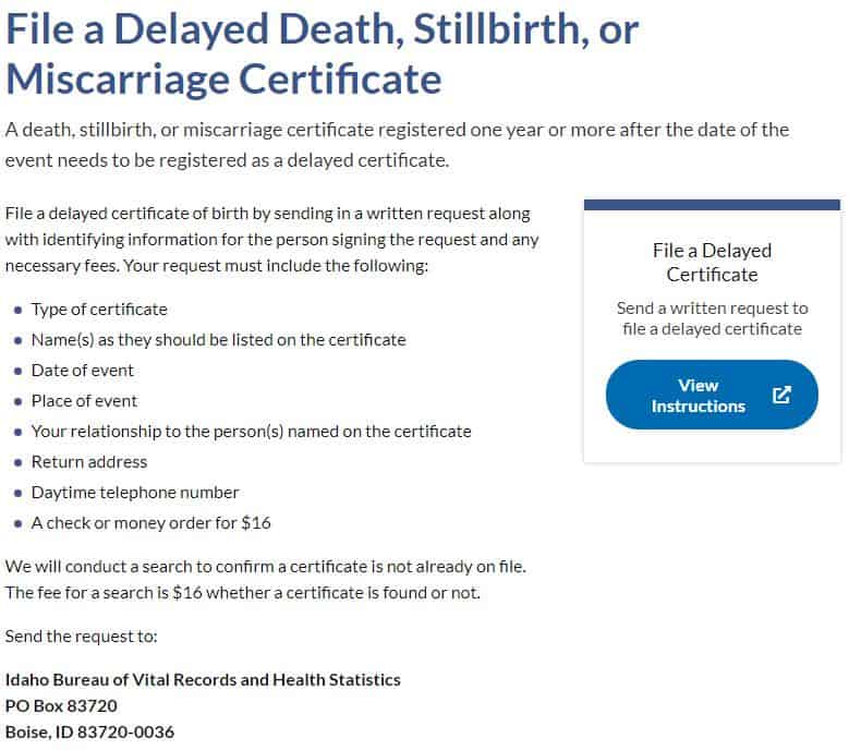 Death Certificates in Idaho