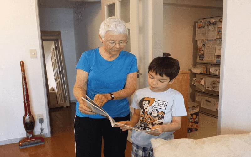 Child talking with a grandparent