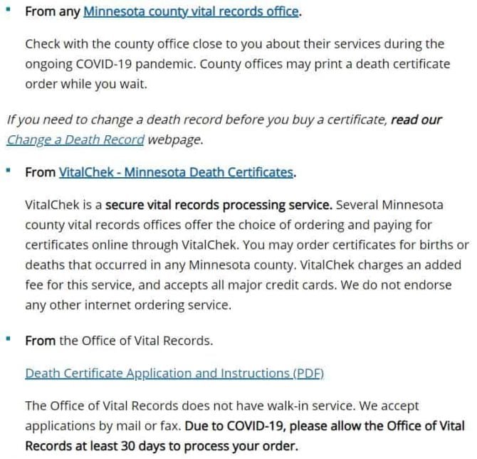 Death Certificates in Minnesota