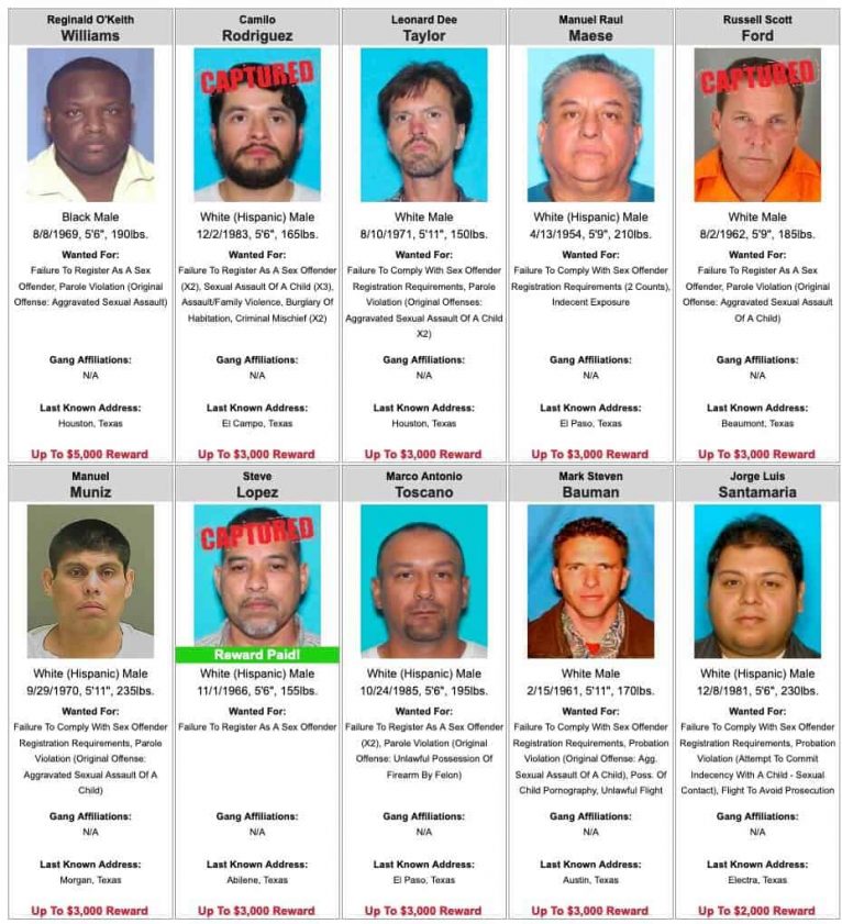 Texas Most Wanted Sex Offenders